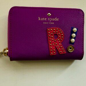 KATE SPADE BAJA ROSE CASSIDY HARTLEY LANE CARD HOLDER NIB PERSONALIZED "R" NEW